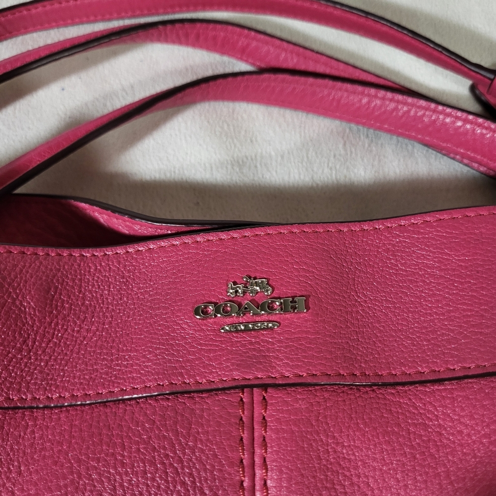 COACH Lexy Rouge Pink Pebbled Leather Shoulder Bag - Picture 7 of 14